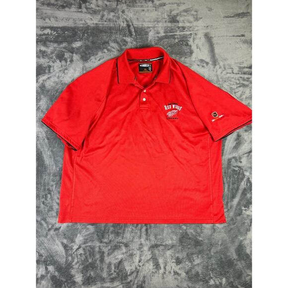 VINTAGE The Coolest Game NHL Detroit Red Wings‎ Polo Men's XL Red Embroidered - Picture 1 of 9